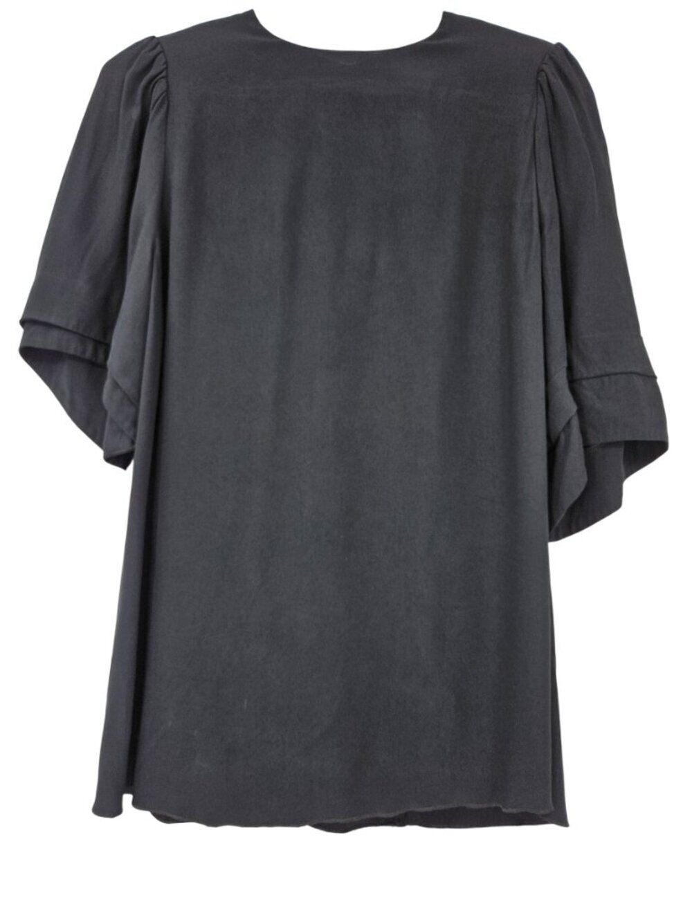 Mulberry Tiered Puff Sleeve Blouse Black Women's Size 6 Short Sleeve Minimalist